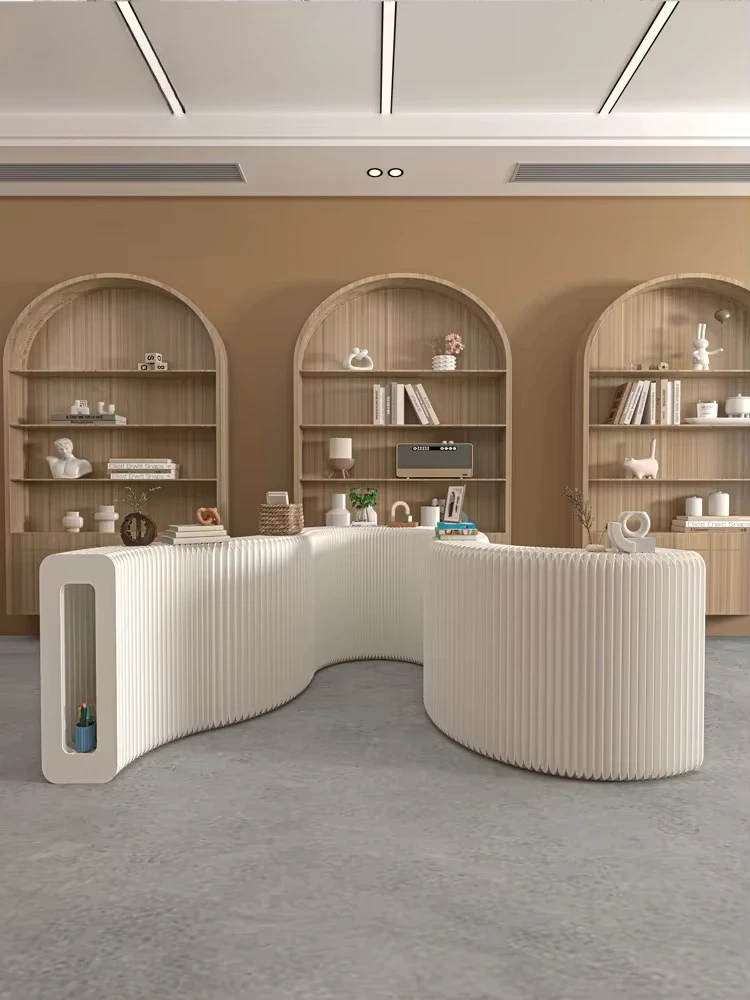Kraft paper Folding display stand booth long hollow shelf telescopic folding table shopping mall floor rack Hollow strip booth 5