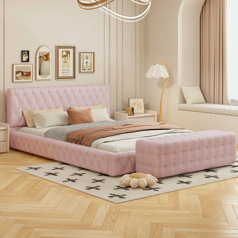 Description Picture 3 of item2-Pieces Bedroom Sets Queen Size Upholstered Bed with Rectangular Upholstered Ottoman for Bedroom