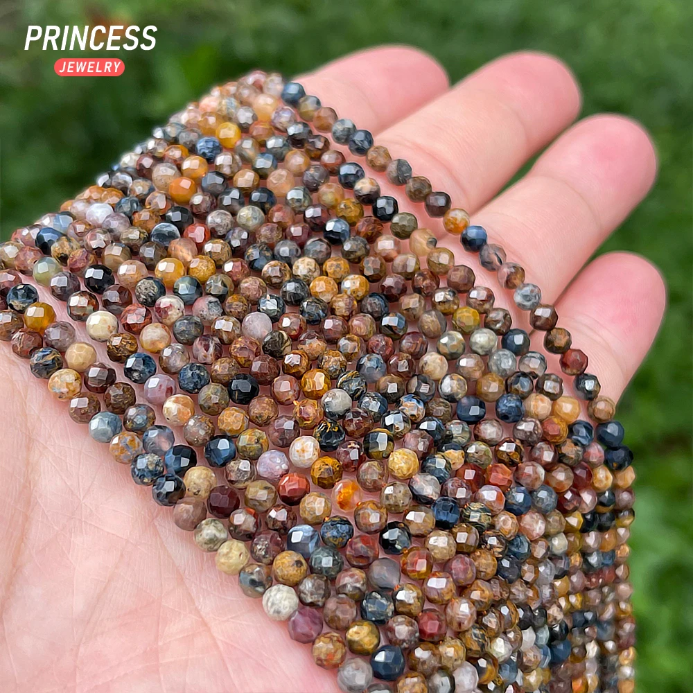 A+ Natural Namibia Pietersite 4mm Faceted Beads for Jewelry Making DIY Bracelet Necklace Accessories, Petrified Wood 3