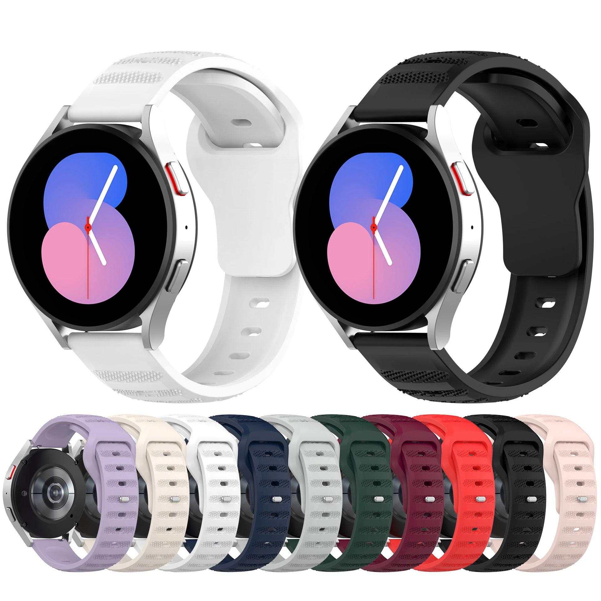 

Ремешок силиконовый для Samsung Galaxy Watch 6 5 pro 4 Classic active 2, спортивный браслет с отверстиями для Huawei GT 4-3-2e-pro, 22 мм 20 мм