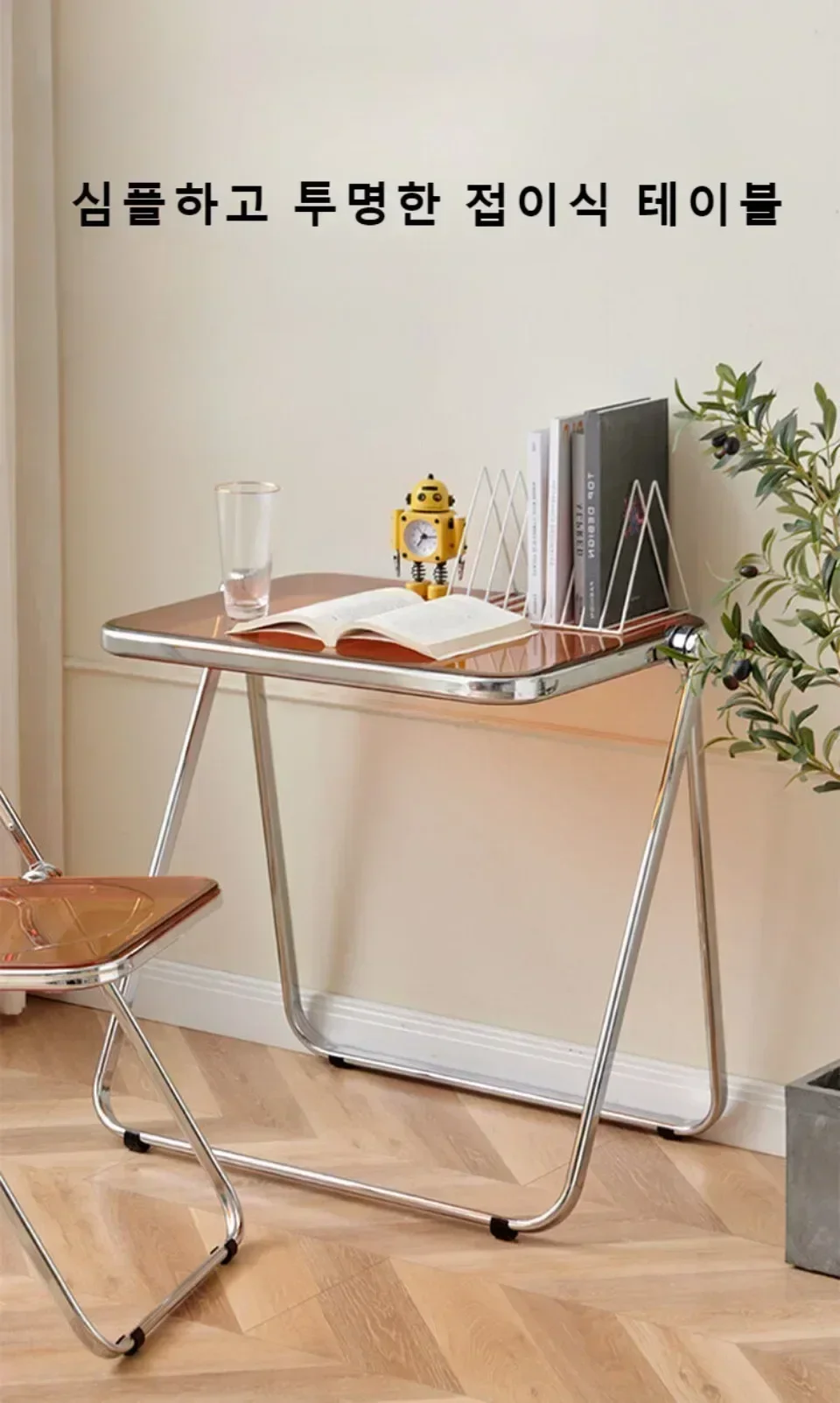 Description Picture 4 of itemAcrylic Table and Chair Set Folding Bedroom Study Desk Transparent Simple Leisure Chairs for Balcony with Backrest Office Tables