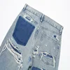 Women's Fashion Jeans Solid Colour Loose Trousers Gradient Colour Casual Streetwear Pant Broken Holes Decorated Jeans 3