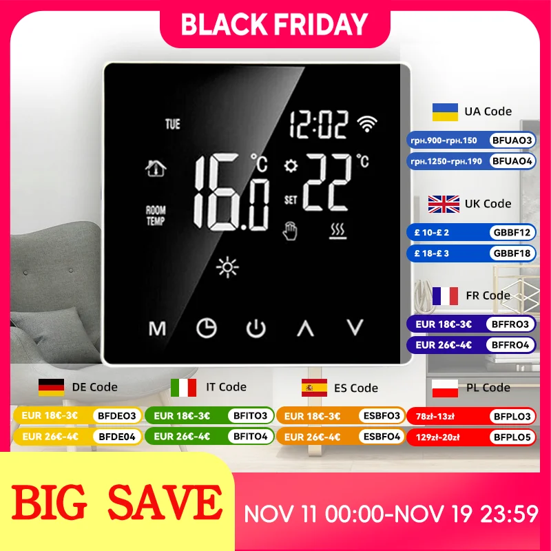 Tuya Smart Thermostat สําหรับเครื่องทําความร้อนใต้พื้น Wifi Thermostat เครื่องทําความร้อนใต้พื้น Controller อุณหภูมิชั้นอุ่น Controller Alexa 1