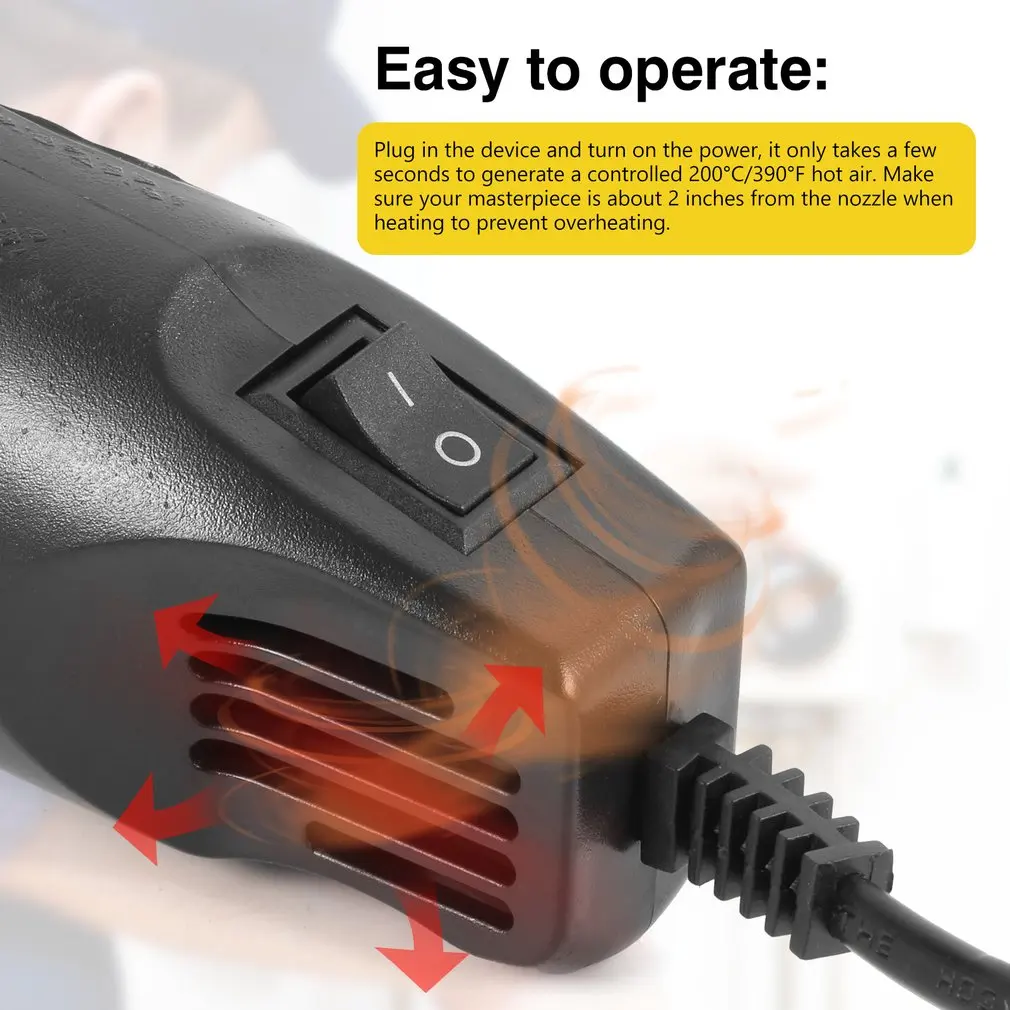 Hot Air Gun Electric Power 300W 200℃ DIY Soldering Wrap Blower Heater Shrink Plastic Repair Tool