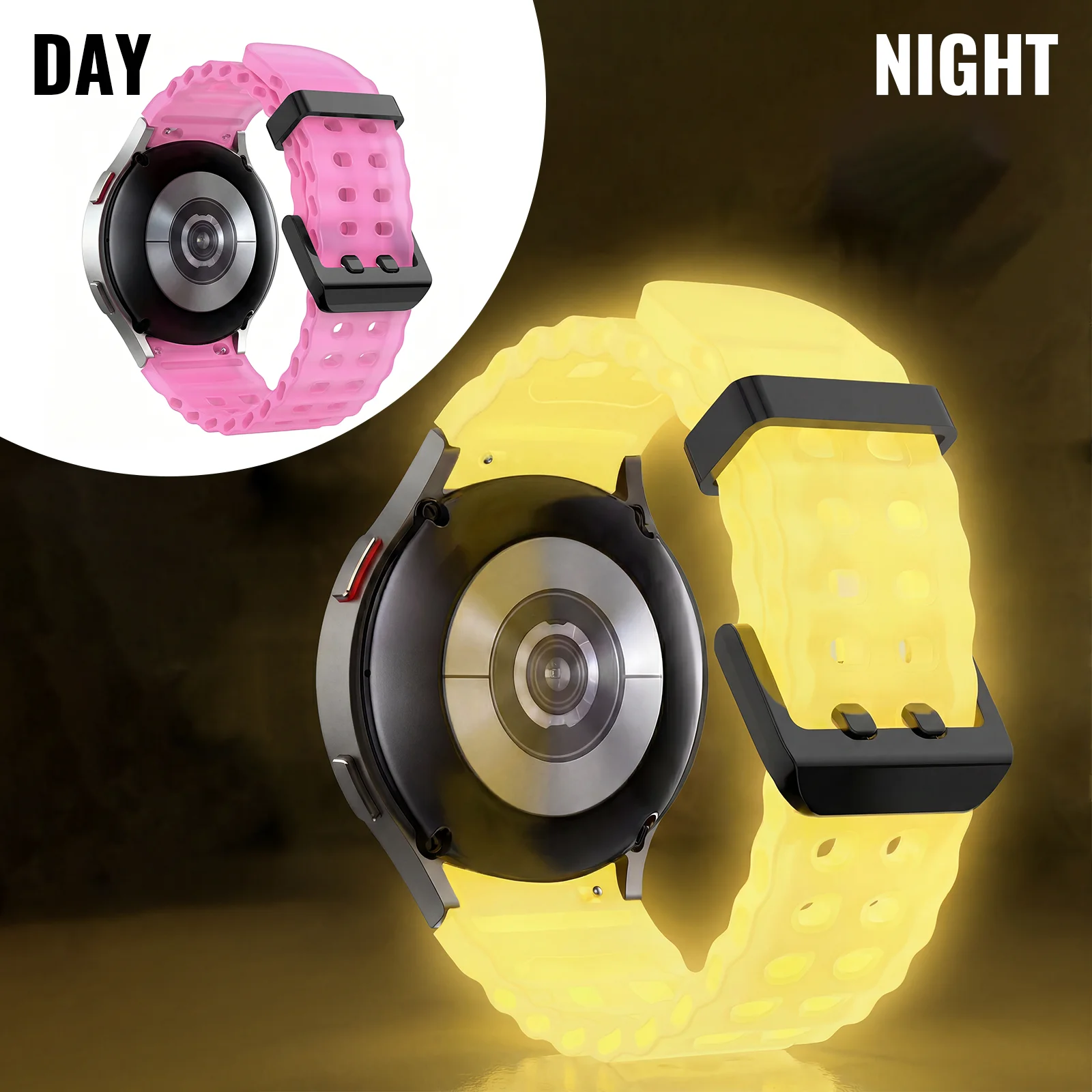 Ocean Element Luminous Silicone Sports Watch Band - Unisex Replacement Wristband