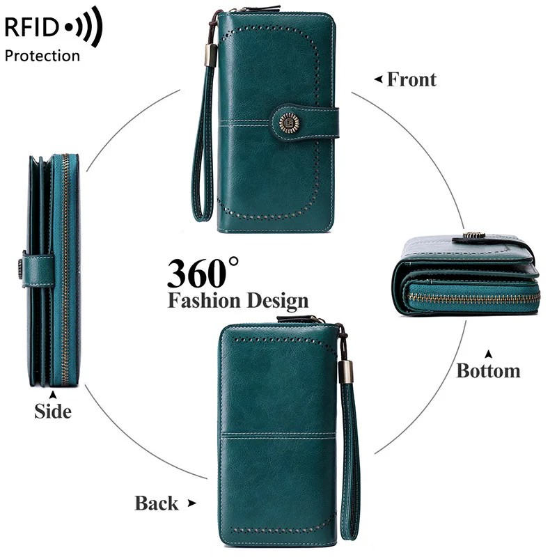 Wallets &Purses for Women  Clutch Bag RFID Long Purse Female Zipper Large Ladies  Business Card Holder Bag