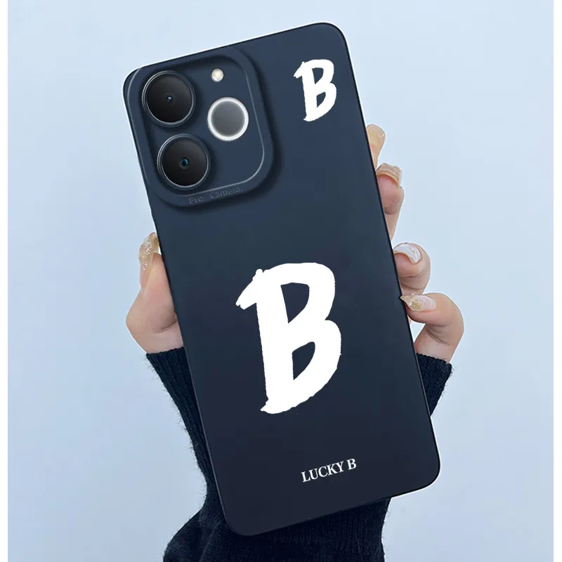 Cute Initial Letters Shockproof Soft Silicone Phone Case Cover Bumper