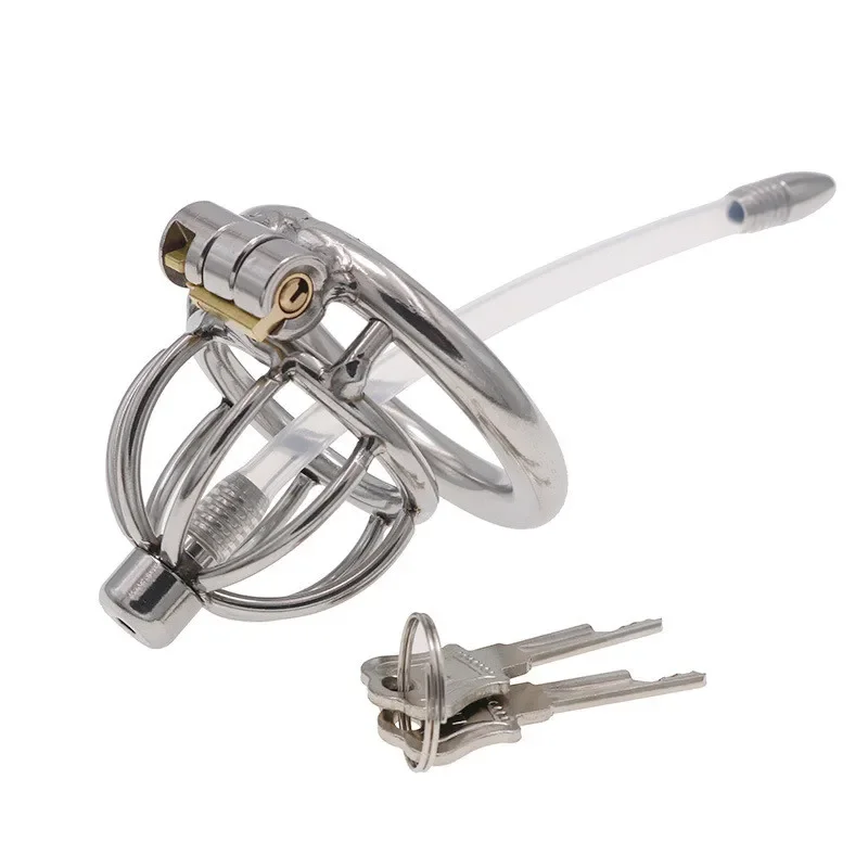 Chastity Device Metal Cock Cage Penis Ring Lock Restraint Bondage Belt Bird Cage Urethral Catheter Sounds Fetish Sex Toy For Men