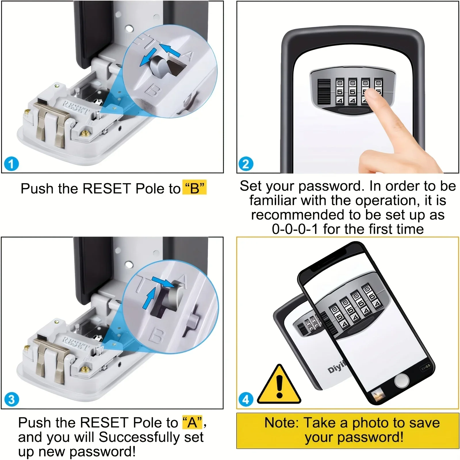 1pc Ultra-Secure Flip Top Key Safe Box,expensive all-metal Key Storage with Combination Access for Home,Emergency