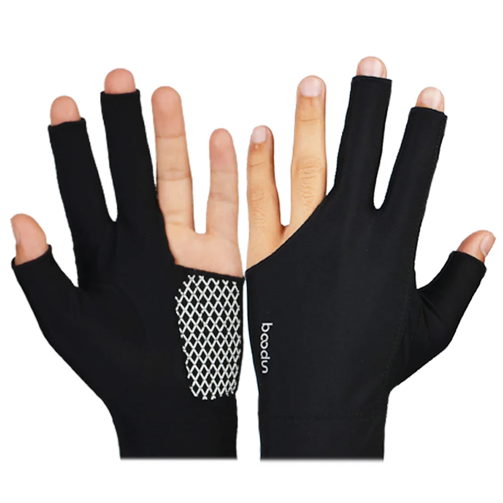 Three Finger Anti Slip Billiards Glove Elastic Wrist Band Wear Resistant Comfortable Snooker Glove Portable Pool Game