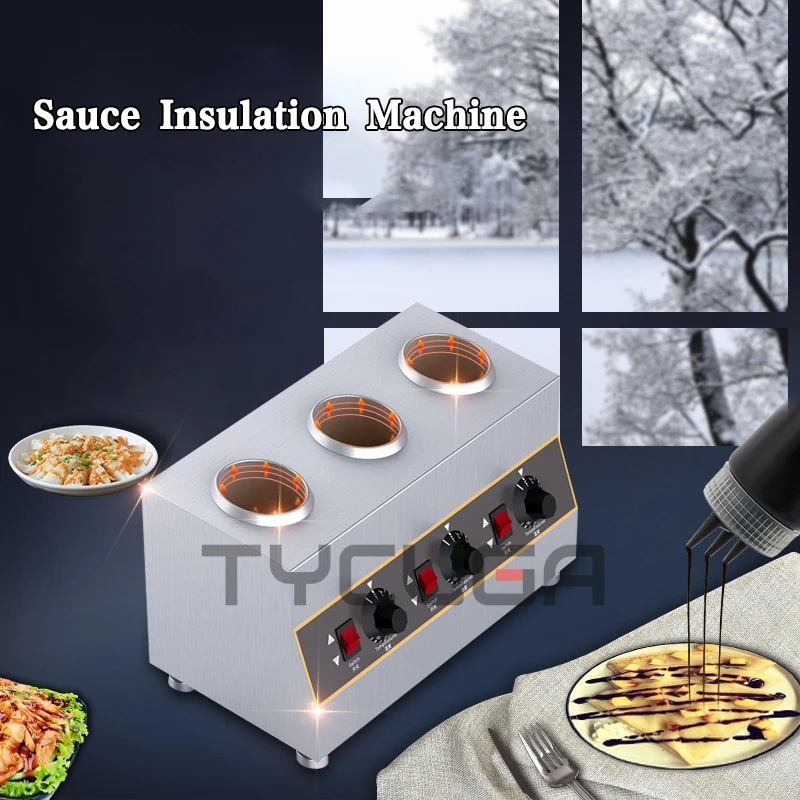 Sauce Warmer Commercial Chocolate Warming Machine Stainless Steel Electric Soy Jam Heater Filling Machine 1/2/3 Bottles 110V220V 2