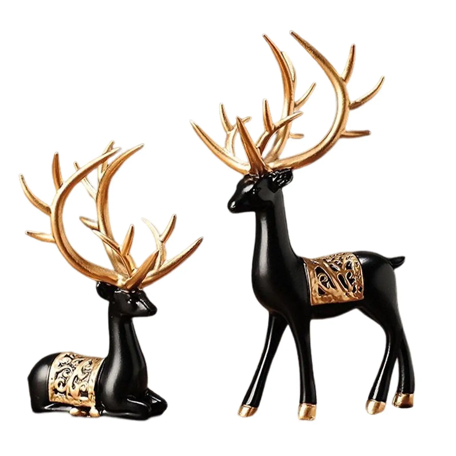 2PCS Reindeer Lover Statues – Elegant Deer Sculptures for Bedroom, Living Room, or Birthday Gift Décor 3
