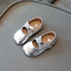 Children's Leather Shoes Solid Color Girls Ballet Shoes Fashion Simple Princess Versatile Kids Party Shoes Gold Silver Causal 4