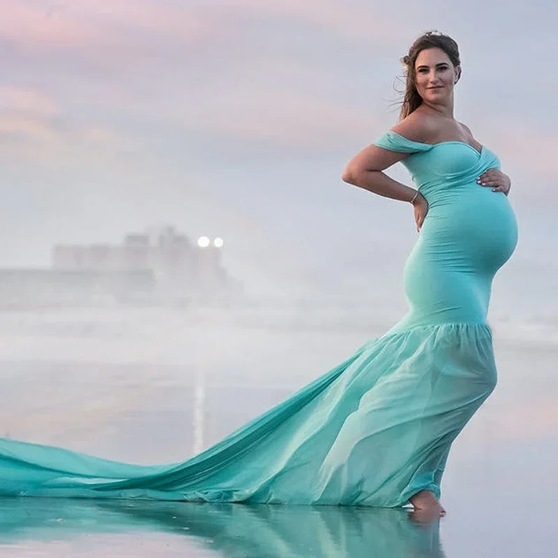 

Реквизит для фотосъемки для беременных ткань для беременных хлопок + шифон для беременных с открытыми плечами полукруглая одежда для фотосъемки платье для беременных