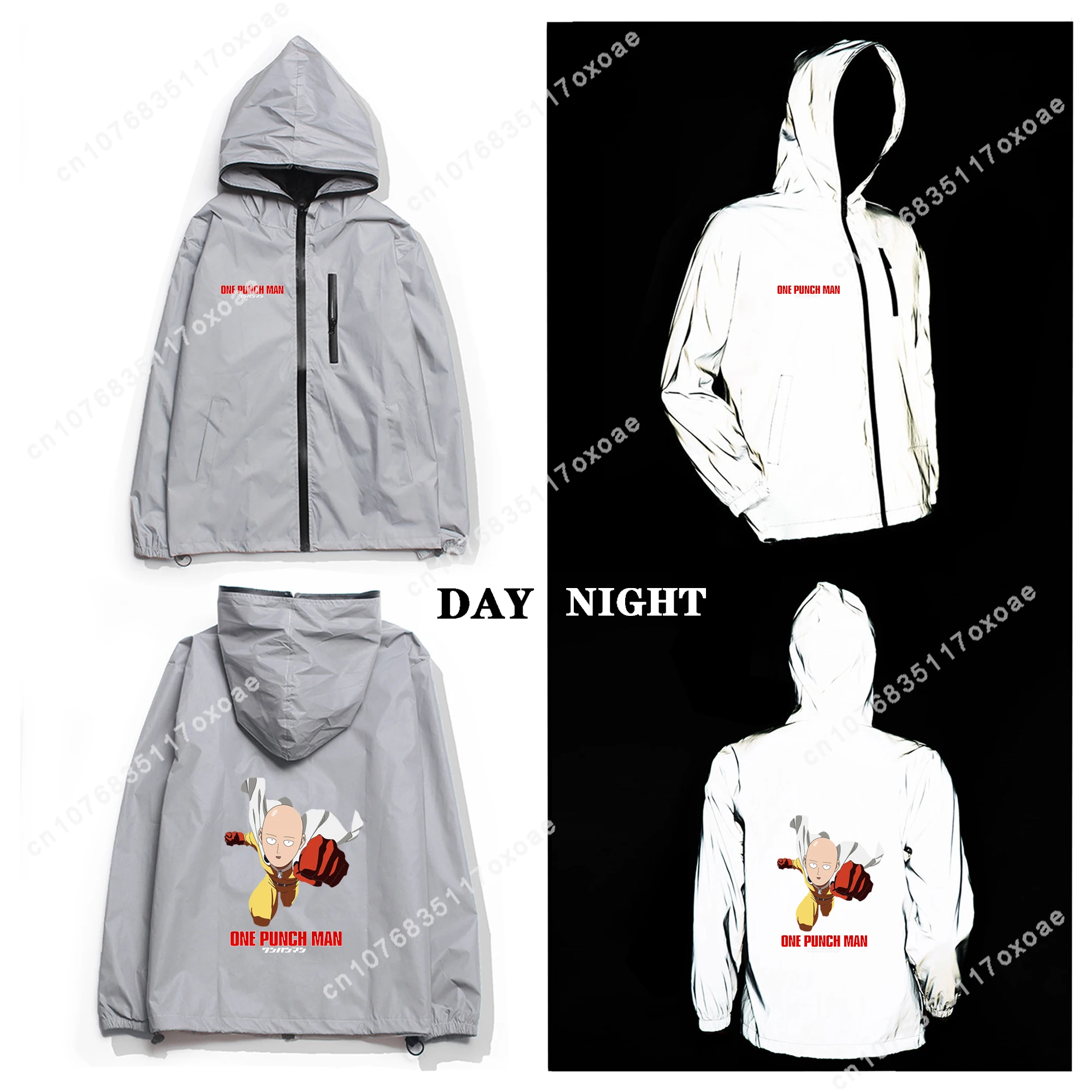 One Punch Man Reflective Jacket Mens Womens Coat Hooded Windbreaker Pocket Jackets Anime Cartoon Manga Customization Hoodie singapore gardens by the bay cityscape skyline architecture socks cartoon socks womens socks men socks