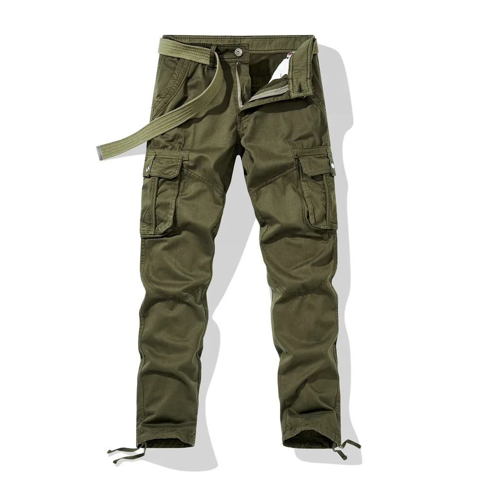 

2023 Winter Vintage Cargo Pants Men's Beltless Baggy Thick Straight Leg Casual Pants Wide Leg Ankle Corset Haren Pants