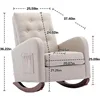 home. Rocking Chair Mid-Century Modern Nursery Rocking Armchair Upholstered Tall Back Accent Glider Rocker for Living Room 3
