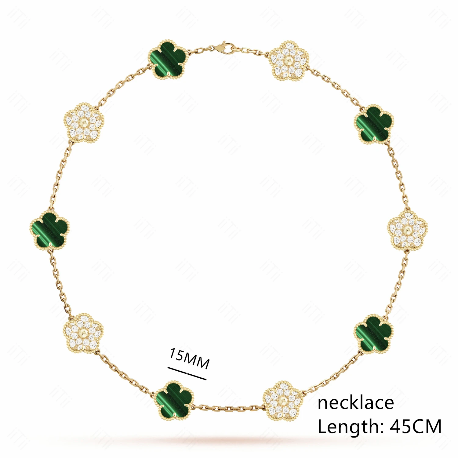 

Luxury Natural Clover High Quality Waterproof 86cm and 45cm Long Necklace Bracelet Set Not Easy To Fade Jewelry Box Packaging