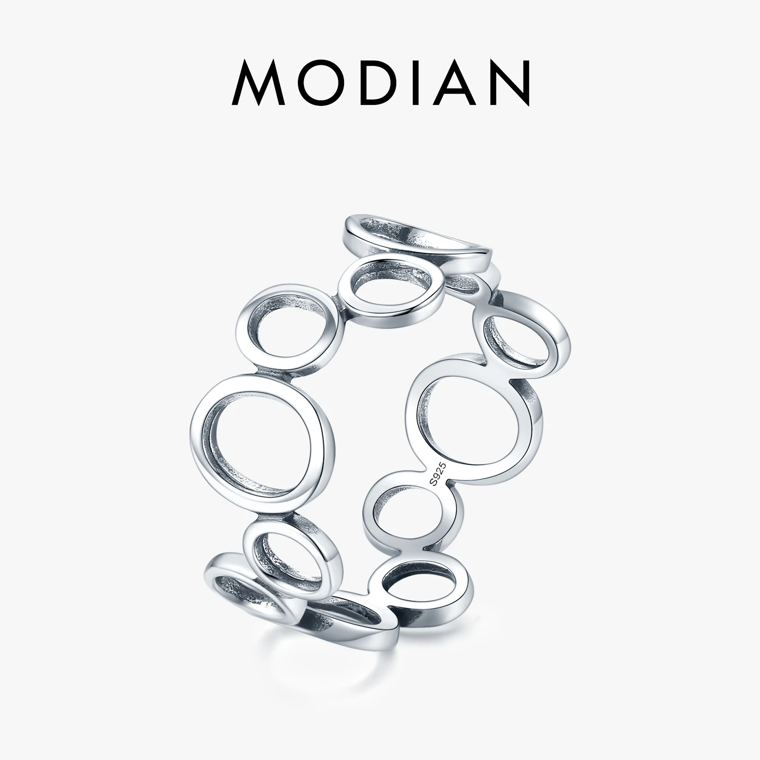 Modian 2021 Echt 925 Sterling Silber Unregelmäßige Runde Finger Ring Fashion Party Zubehör Für Frauen Feine Erklärung Schmuck Geschenk