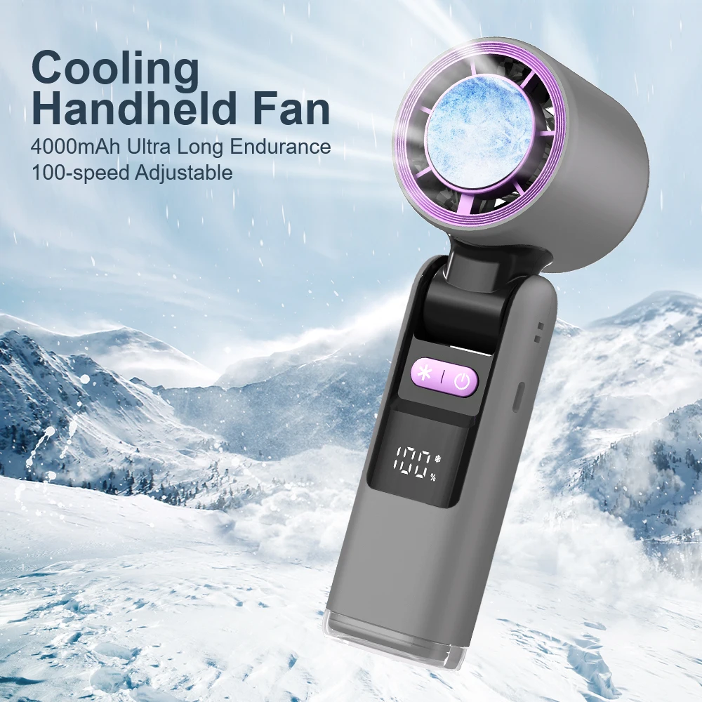 Small Pocket Fans Speed(100) Ice Cooling Handheld Fan 13000 rpm 3-in-1 Portable Fan with Ice Cooler Rechargeable