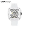 CIGA Design X Series Automatic Movement Couple Watches for Men Women White Ceramic Luminous Skeleton Mechanical Wristwatches 1