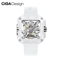 CIGA Design X Series Automatic Movement Couple Watches for Men Women White Ceramic Luminous Skeleton Mechanical Wristwatches 1