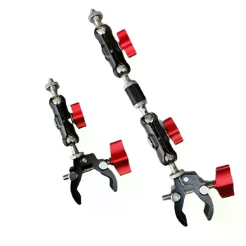 1 set di accessori per fotografia, super morsetto in metallo per fotocamera con braccio magico a doppia testa a sfera per supporto per telefono con microfono leggero per monitor