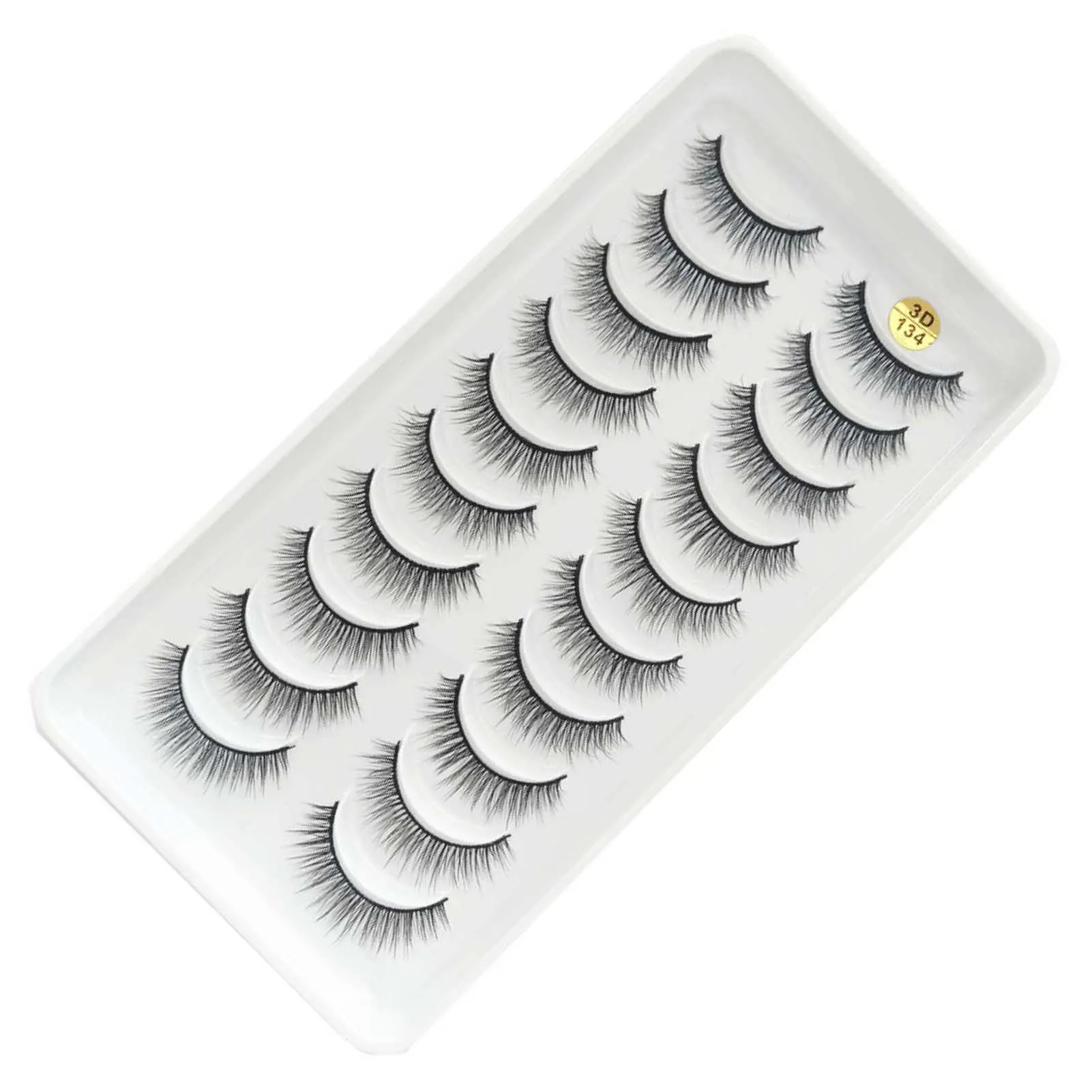 

10 Pairs of Realistic Curl False Eyelashes 3D Lash Thick Volume Long Wispy Lashes for Daily Working or Stage Makeup