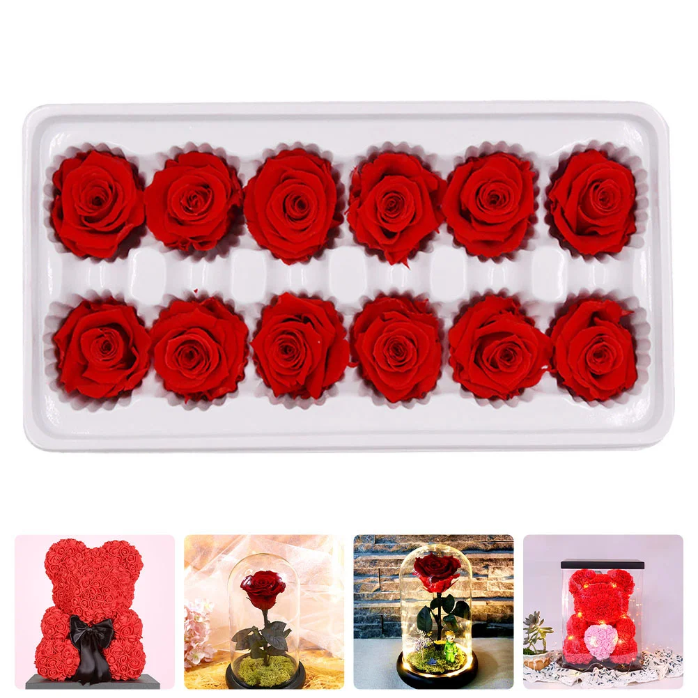 

12pcs/Box Preserved Fresh Rose Flower Heads Dried Flower Roses Immortal Life Handmade DIY Eternal Flower Arrangement Gift Decor