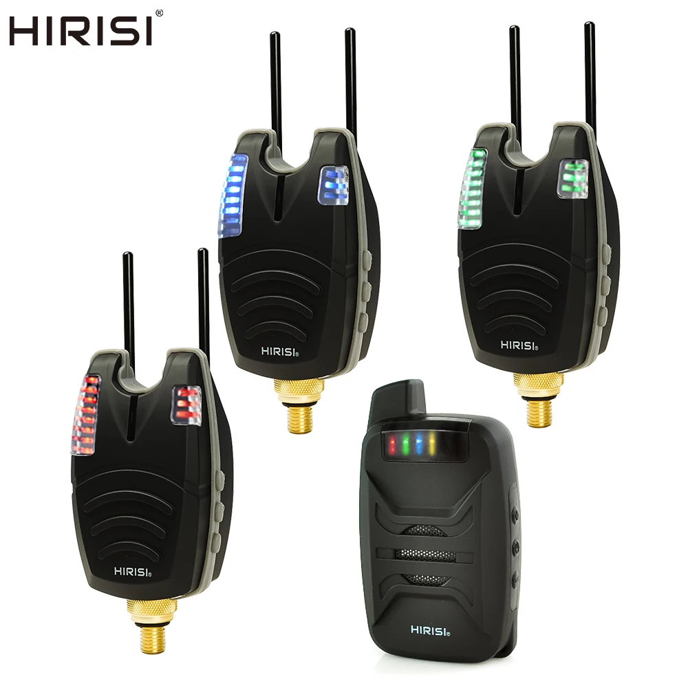 Kit alarme étanche carpe Hirisi avec barre anti-accrochage sans fil 1+3 set son et LED B1230 pêche