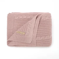 Solid Color Newborn Baby Swaddle Blankets Breathable Knitwear Infant Security Blankets Soft Acrylic Toddler Receiving Blankets 2