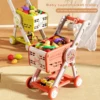 Kids Shopping Cart Toy with 29 Fruit Vegetable Food Accessories Role-Playing Mini Shopping Trolley Pretend Play Grocery Shopping 1
