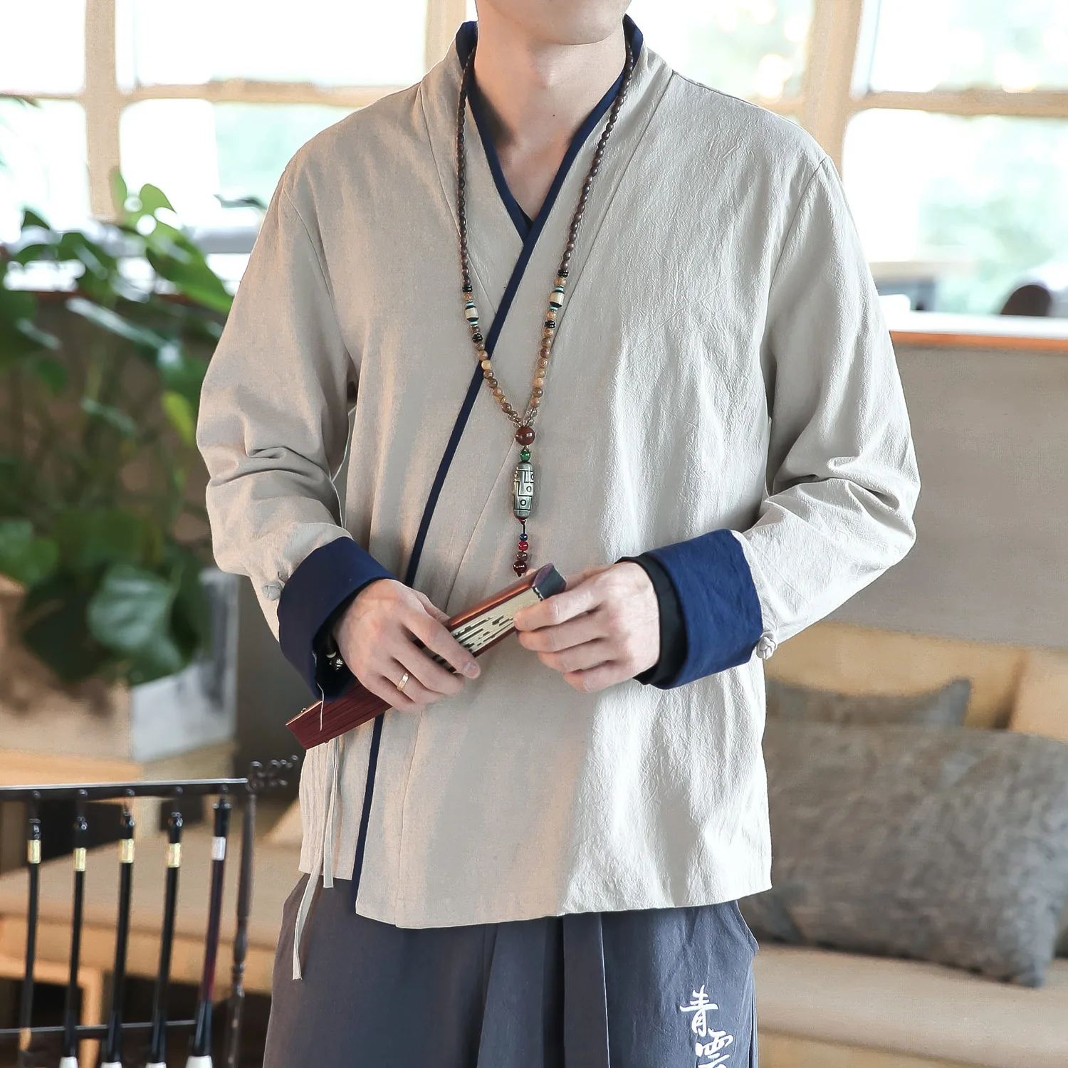

Chinese Style Men Yoga Tai Chi Kungfu Martial Arts Shirt Cotton Linen sweatshirt Jacket Meditation Wushu Wing Chun Casual Shirt