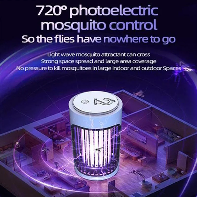 Mosquito Killer Lamp Rechargeable Automatic Mosquito Light Electric Shock Kill Desktop Wall Hang Dual Use 2025