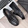 Spring New Shoes for Men Genuine Leather Casual Shoes Crocodile Print Cool Slip-on Loafers Soft Comfortable Flat Skate Shoes 3