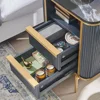 Fluted Nightstand, End Table with Gold Accents, Wood Night Stand with Charging Station, Side Table for Bedroom, Living Room 5