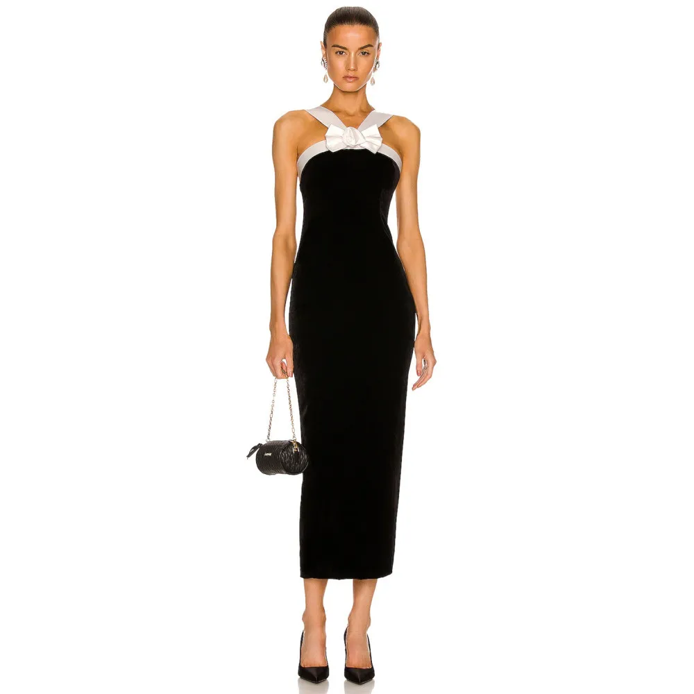 

2022 New Off Shoul Der Bow Camisole Fashion Bandage Sexy Bodycon Long Style Dress Nightclub Party Birthday Party Clothing