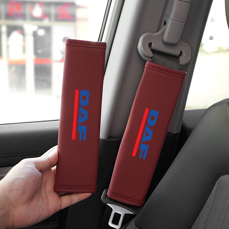 2pcs Car Seat Belt Cover Suede Seat Belt Shoulder Pad Leather for DAF 106xf 105 cf85 Truck lf van car interior accessories