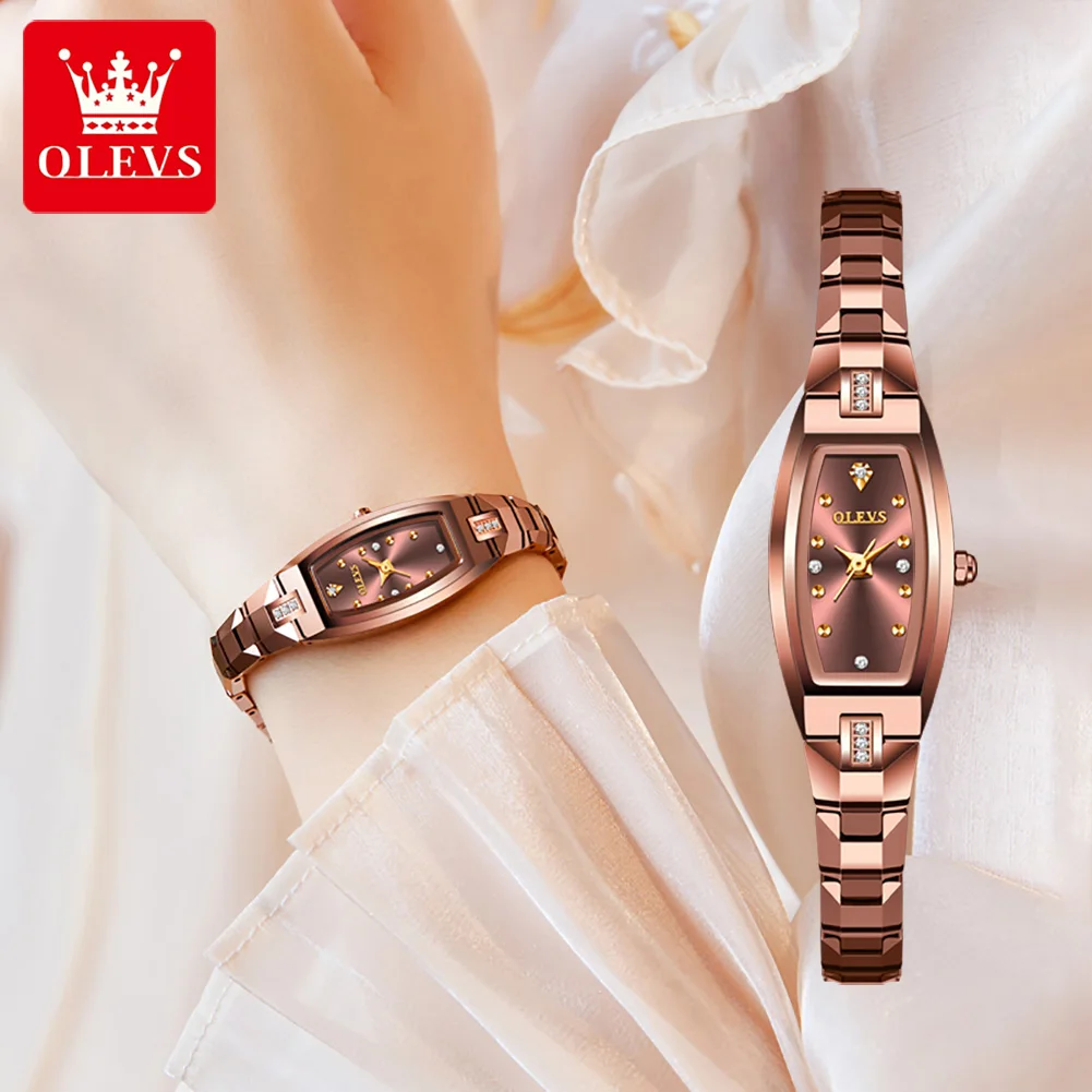 OLEVS 5501 Slim Thin Quartz Watch for Women Stainless Steel Strap Waterproof Square Shape Design Elegant Diamond  Ladies Watch