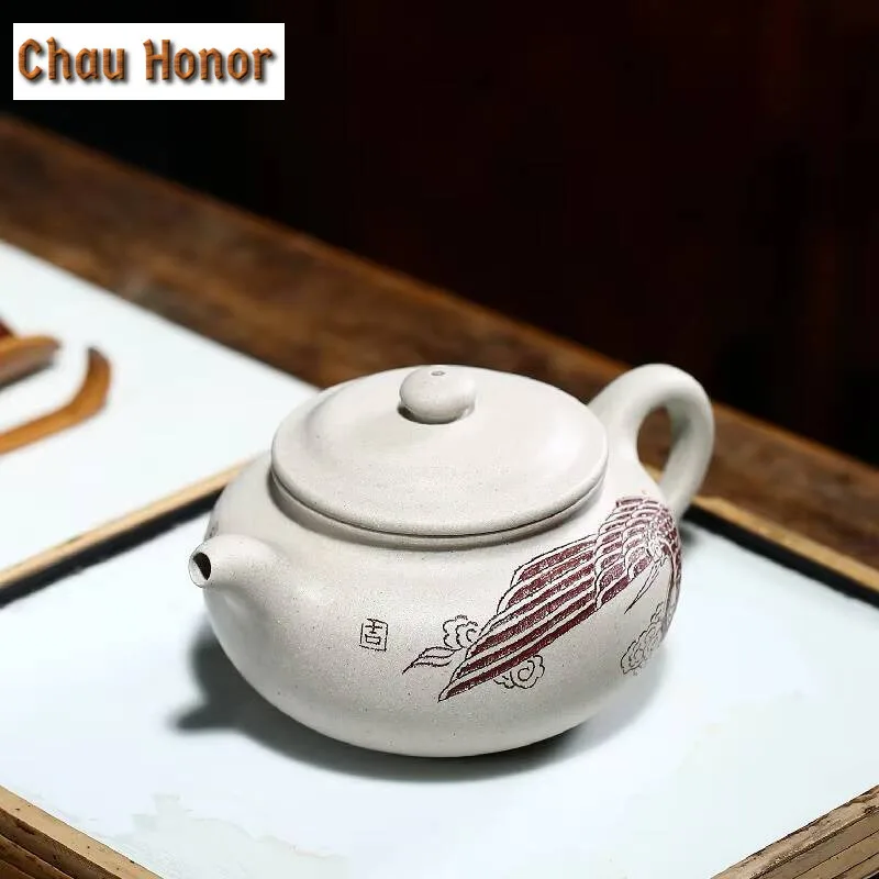260ml Yixing High-end Handmade Tea Pot White Crane Purple Clay Antique Teapot Beauty Kettle Chinese Tea Ceremony Customized Gift