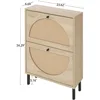 Rattan Shoe Cabinet with Flip Drawers, Narrow Hidden Entrance Hallway Free Standing Shoe Rack for Heels, Slippers 3