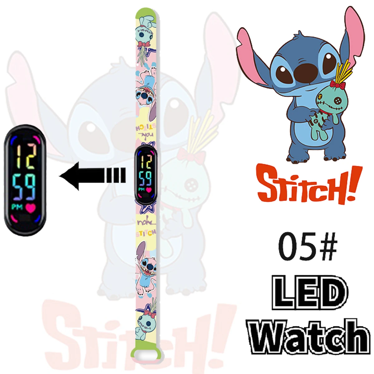 thumbnail image 1 of Relojes digitales Stitch Sonic con figuras de anime, LED luminosos, táctiles, impermeables, relojes deportivos electrónicos, regalos de cumpleaños para niños, juguetes, 1 of 5