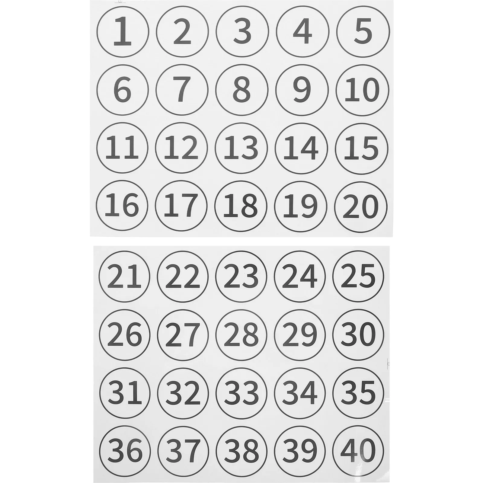 40Pcs 번호 스티커 PVC 자체 접착식 교실 라벨 책상 정리용 책 보관함 사무실 창고 분류