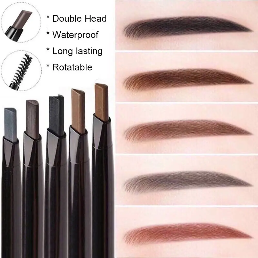 

5 color Rotatable Triangle Long lasting Double Head Eyebrow Pencil Waterproof Eye Brow Pen