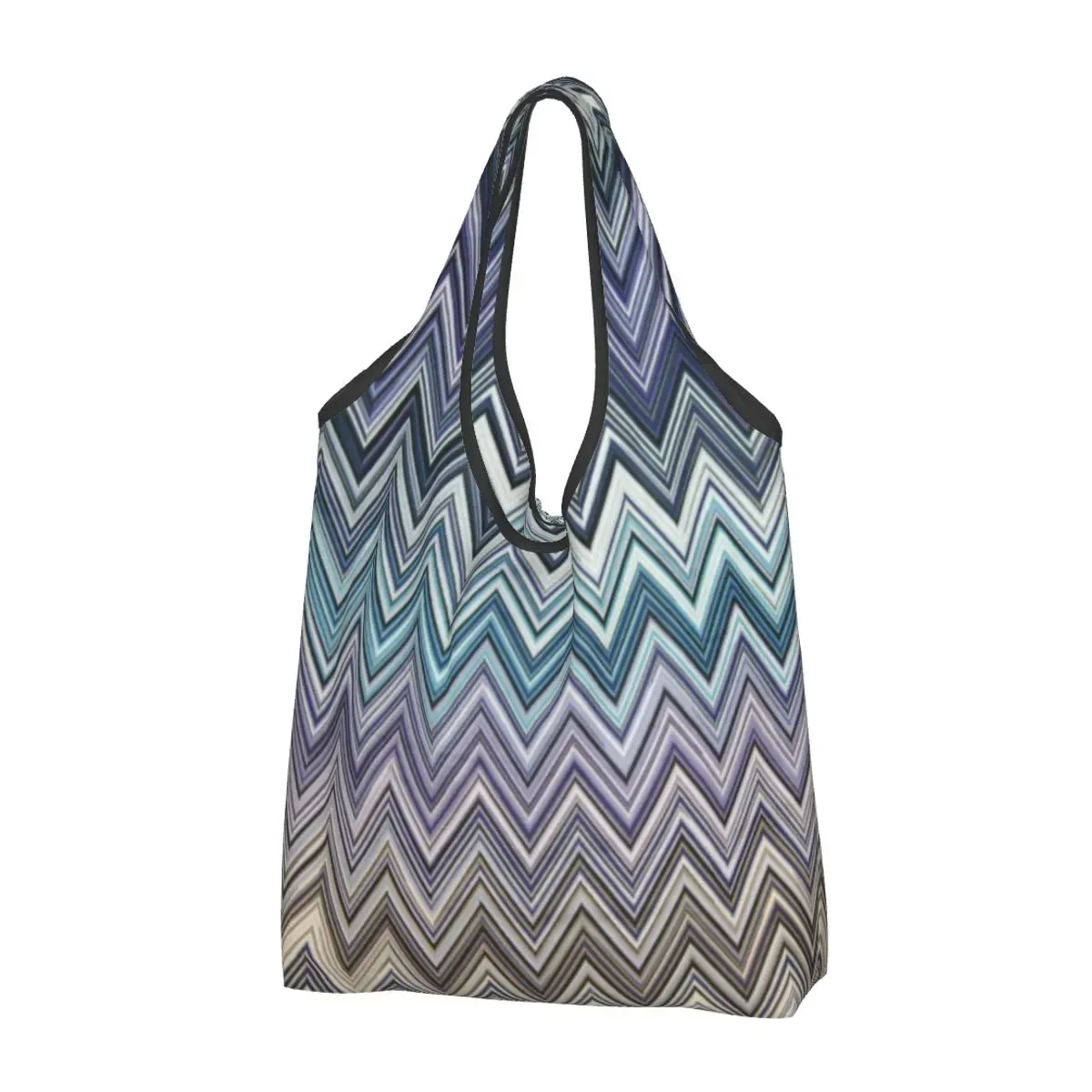 Home Zig Zag Bohemian Generi Alimentari Shopping Bags Divertente Shopper Spalla Tote Capacità Portatile Zigzag Boho Pastel Handbag