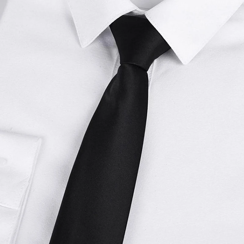 Black Clip On Men Tie Security Ties For Women Unisex Tie Clothing Necktie Funeral Doorman Steward Black Tie Matte For Students