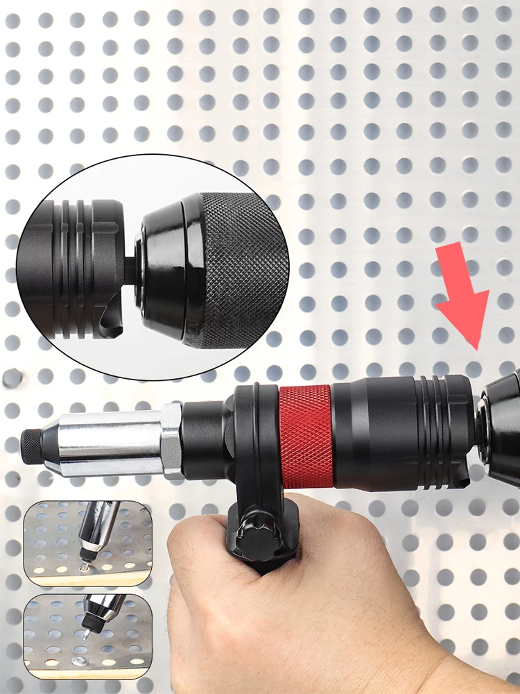 2.4-6.4mm Professional Electric Rivet Nut Gun Adapter Automatic Riveting Nail Gun Cordless Riveting Tools With Wrench And Handle 6