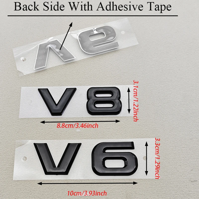 3D ABS 레드 크롬 블랙 V8 V6 자동차 리어 트렁크 스티커 엠블럼 배지 데칼 (도요타 자동차 액세서리용)