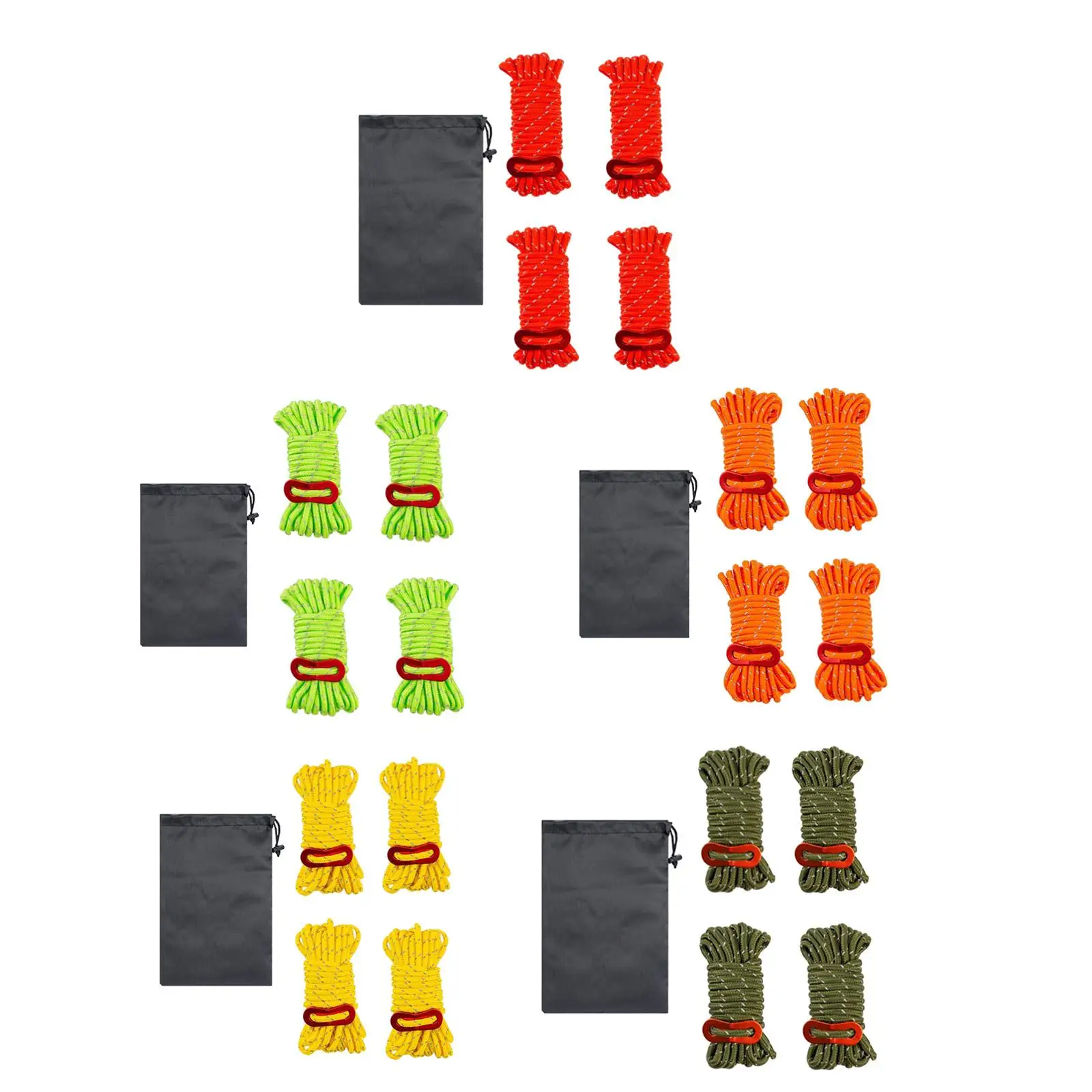 캠핑 야외 텐트 타프 하이킹 백패킹 등반 로프, 4x 반사 가이 라인, 직경 4mm, 경량 길이 400cm