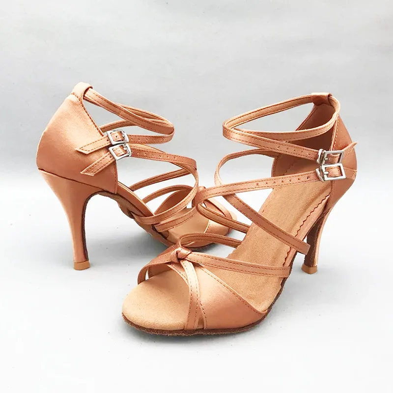

Foreign trade hot sale dark skin tone latin shoes ladies high heels dancing shoes indoor soft sole professional